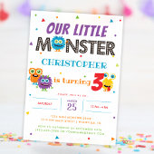 私たちの小さなモンスターかわいい子供の誕生日パーティー 招待状