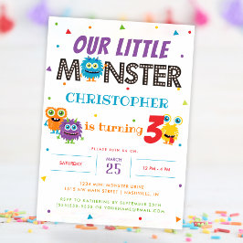 私たちの小さなモンスターかわいい子供の誕生日パーティー 招待状