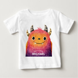 私たちの小さなモンスターかわいい水彩芸術名 ベビーTシャツ