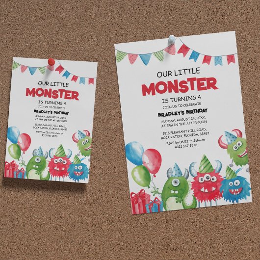 私たちの小さなモンスターの誕生日パーティー 招待状