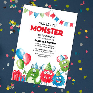 私たちの小さなモンスターの誕生日パーティー 招待状