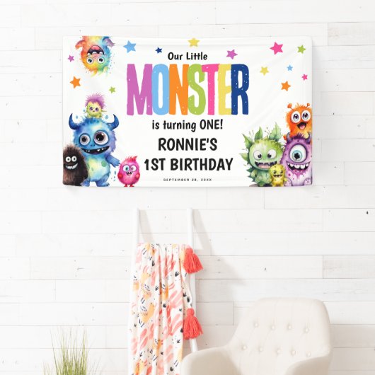 私たちの小さなモンスターの誕生日パーティー 横断幕 (インサイチュ)
