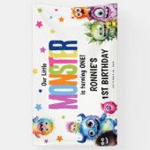 私たちの小さなモンスターの誕生日パーティー 横断幕 (縦)
