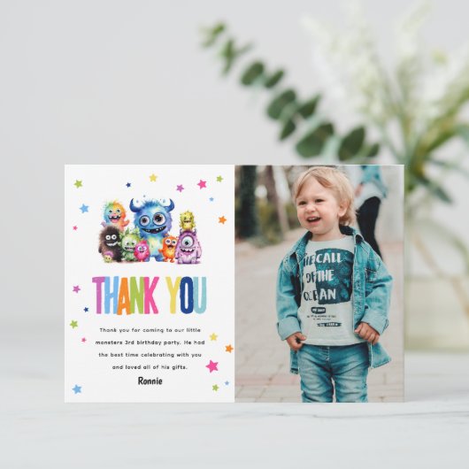私たちの小さなモンスターの誕生日 サンキューカード (スタンド正面)