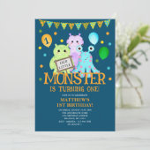 私たちの小さなモンスター1歳の誕生日 招待状 (スタンド正面)