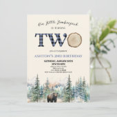 私たちの小さなランバージャックベアーブルーの2番目の誕生日パーティー 招待状 (スタンド正面)