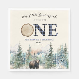 私たちの小さなランバージャックベアーブルー1st誕生日パーティー スタンダードランチョンナプキン