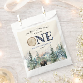 私たちの小さなランバージャックベアーブルー1st誕生日パーティー フェイバーバッグ