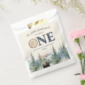 私たちの小さなランバージャックベアーブルー1st誕生日パーティー フェイバーバッグ (封をした状態)