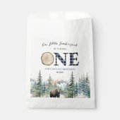 私たちの小さなランバージャックベアーブルー1st誕生日パーティー フェイバーバッグ (正面)