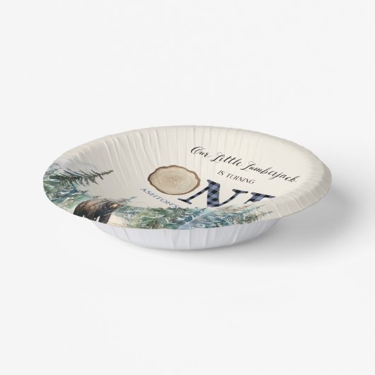 私たちの小さなランバージャックベアーブルー1st誕生日パーティー ペーパーボウル (傾斜あり)