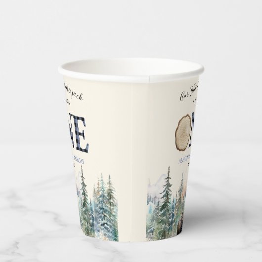 私たちの小さなランバージャックベアーブルー1st誕生日パーティー 紙コップ (右)