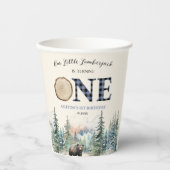 私たちの小さなランバージャックベアーブルー1st誕生日パーティー 紙コップ (正面)