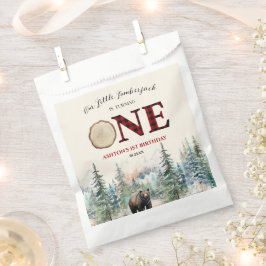 私たちの小さなランバージャックベアーレッドの1番目の誕生日パーティー フェイバーバッグ