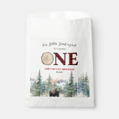 私たちの小さなランバージャックベアーレッドの1番目の誕生日パーティー フェイバーバッグ (正面)