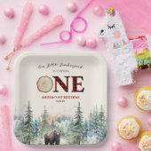 私たちの小さなランバージャックベアーレッドの1番目の誕生日パーティー ペーパープレート (パーティー)