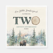 私たちの小さなランバージャックベア第2の誕生日パーティー スタンダードランチョンナプキン (正面)