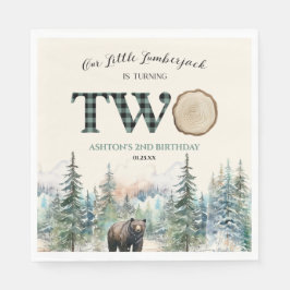 私たちの小さなランバージャックベア第2の誕生日パーティー スタンダードランチョンナプキン