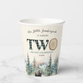 私たちの小さなランバージャックベア第2の誕生日パーティー 紙コップ (裏面)