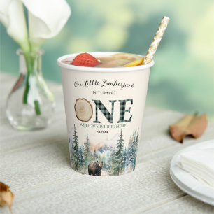 私たちの小さなランバージャックベア1st誕生日パーティー 紙コップ