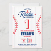 私たちの小さなルーキーの野球の誕生日パーティー 招待状 (正面)