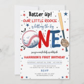 私たちの小さなルーキー野球の初誕生日を打者 招待状 (正面)