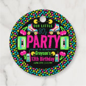 私たちの小さなレトロネオン80の誕生日パーティー フェイバータグ (裏面)