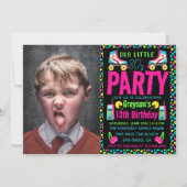 私たちの小さなレトロネオン80の誕生日パーティー 招待状 (正面)