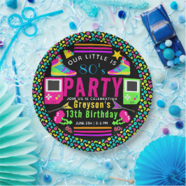 私たちの小さなレトロネオン80の13th誕生日パーティー ペーパープレート