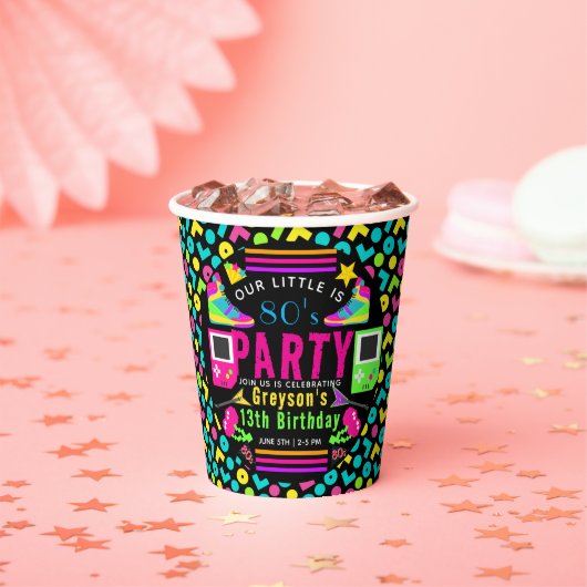 私たちの小さなレトロネオン80の13th誕生日パーティー 紙コップ (インサイチュ)