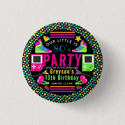 私たちの小さなレトロネオン80の13th誕生日パーティー 缶バッジ (正面)