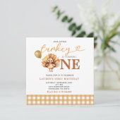 私たちの小さな七面鳥ブラウンジンガム秋1st誕生日 招待状 (スタンド正面)