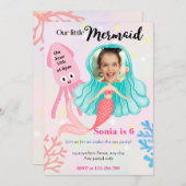 私たちの小さな人魚ちゃん！海の下の誕生日 招待状 (正面/裏面)