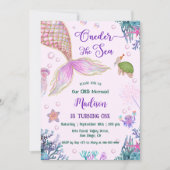 私たちの小さな人魚のワンダーザ海の最初の誕生日 招待状 (正面)