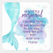 私たちの小さな人魚の写真の誕生日パーティー スクエアシール (正面)
