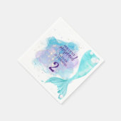 私たちの小さな人魚の写真の誕生日パーティー スタンダードカクテルナプキン (角)