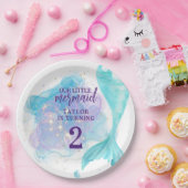 私たちの小さな人魚の写真の誕生日パーティー ペーパープレート (パーティー)
