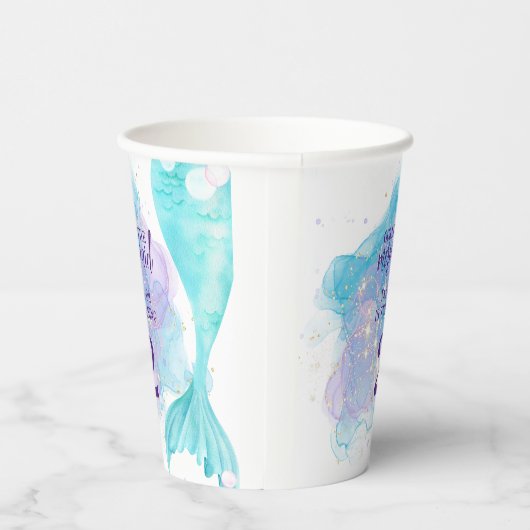 私たちの小さな人魚の写真の誕生日パーティー 紙コップ (右)