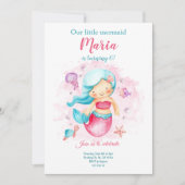 私たちの小さな人魚の女の子の誕生日招待状 招待状 (正面)