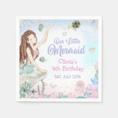 私たちの小さな人魚の女の子4th誕生日パーティー スタンダードカクテルナプキン (正面)