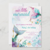 私たちの小さな人魚の海の最初の誕生日 招待状 (正面)