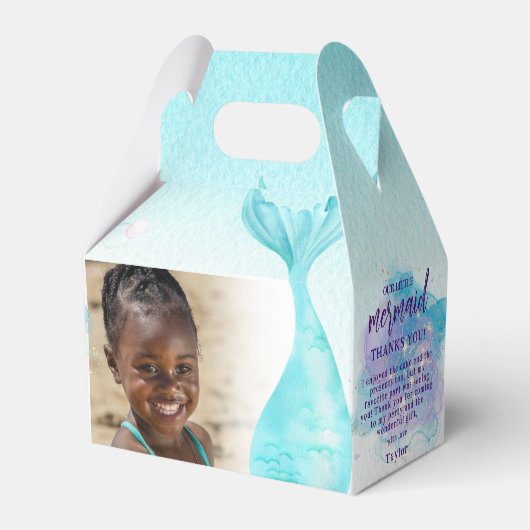 私たちの小さな人魚の誕生日パーティーのお願いボックス フェイバーボックス (正面サイド)