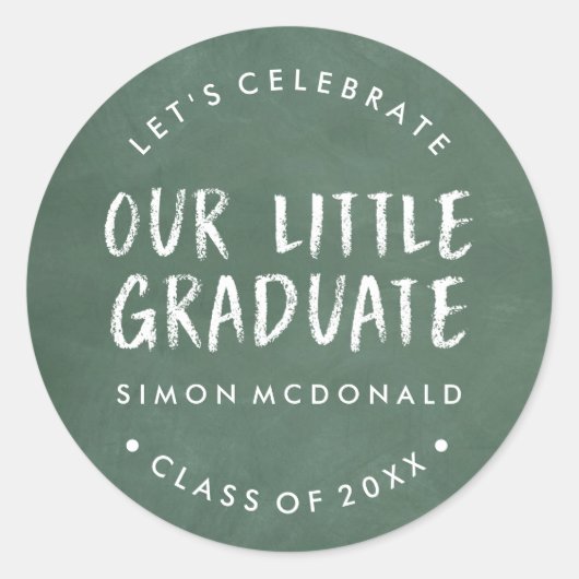 私たちの小さな卒業生 | 黒板 卒業パーティー ラウンドシール (正面)