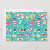 私たちの小さな夏はプールパーティー2歳の誕生日 招待状 (裏面)