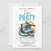 私たちの小さな夏はプールパーティー2歳の誕生日 招待状 (正面)