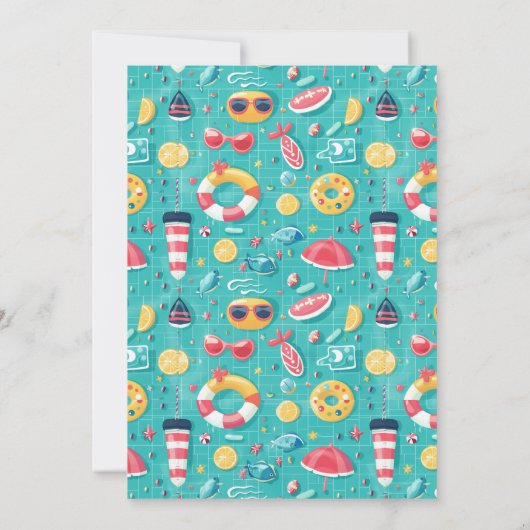 私たちの小さな夏はプールパーティー2歳の誕生日 招待状 (裏面)