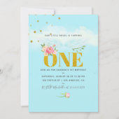 私たちの小さな天使1st誕生日ベビーガールパーティー 招待状 (正面)