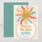 私たちの小さな太陽が1歳の誕生日を迎えます 招待状 (正面/裏面)
