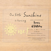私たちの小さな太陽の光が一つかわいい誕生日を迎える アクリル招待状 (正面)