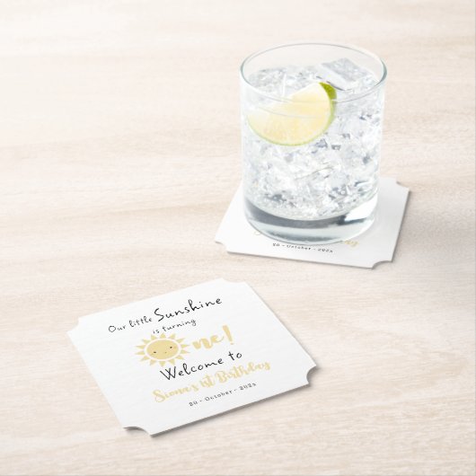 私たちの小さな太陽の光が一つかわいい誕生日を迎える ペーパーコースター (インサイチュ)